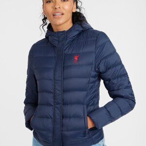 Liverpool FC Official Soccer Gift Women Quilted Hooded Winter Jacket